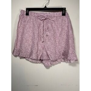 RACHEL ASHWELL Floral Shorts XL Pink Cotton Ruffle Prairie Boho Cottagecore